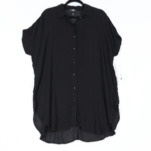 Aqua Swim Shirt Cover Up Dress Women S Black Minimalist Sheer Oversized $88 NWT